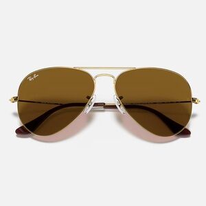 Ray-Ban Gold Frame Sunglasses with Brown Lenses